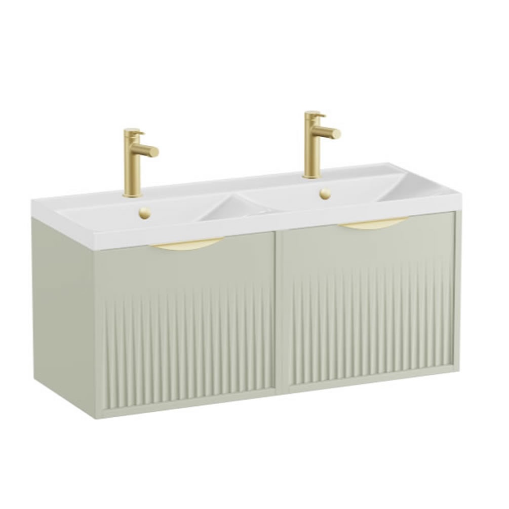 Vado Safari Fluted 1000mm Sage Green Wall Hung Vanity Unit & Gloss Basin